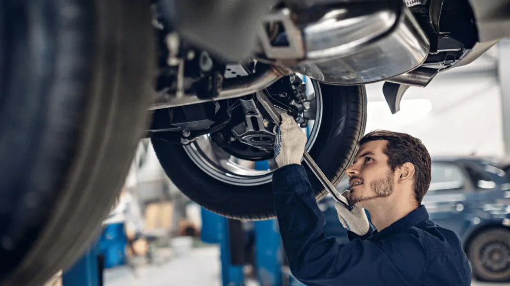 BMW being serviced in a Dublin workshop