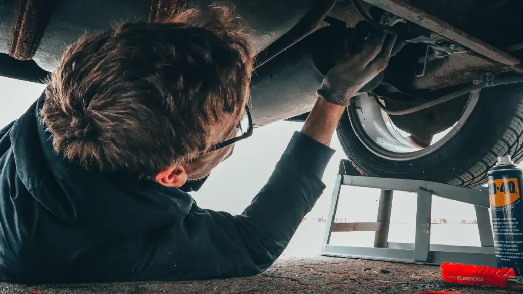 Car being serviced at a garage in Dublin