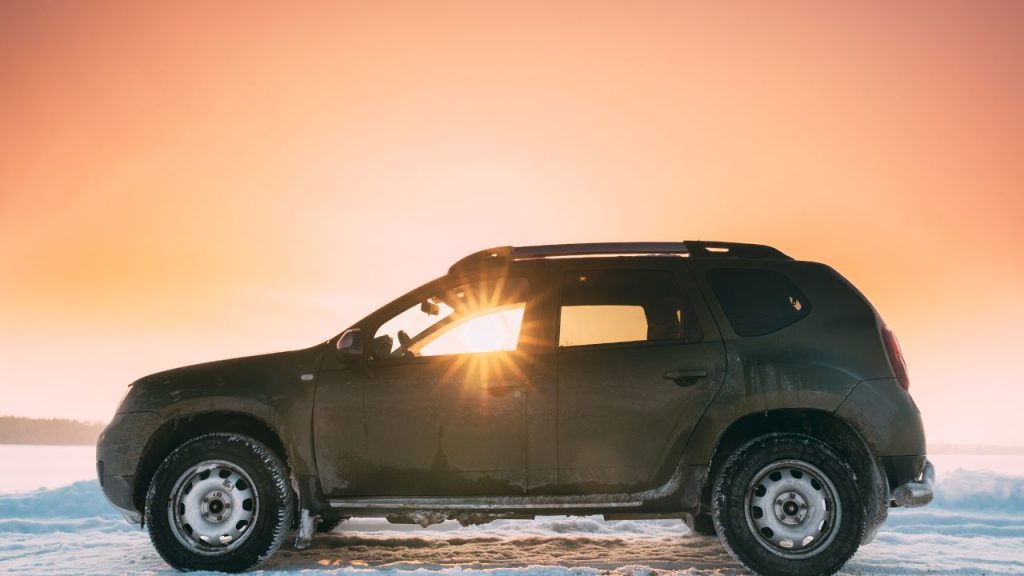 dacia car at sunset